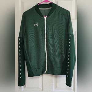 Under Armour Forest Green Bomber Jacket with White Accents